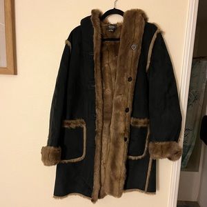 Dennis Basso Faux Fur to Suede winter coat